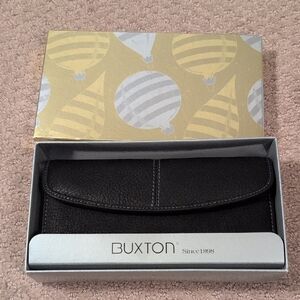 Buxton Black Leather Clutch Wallet NWT